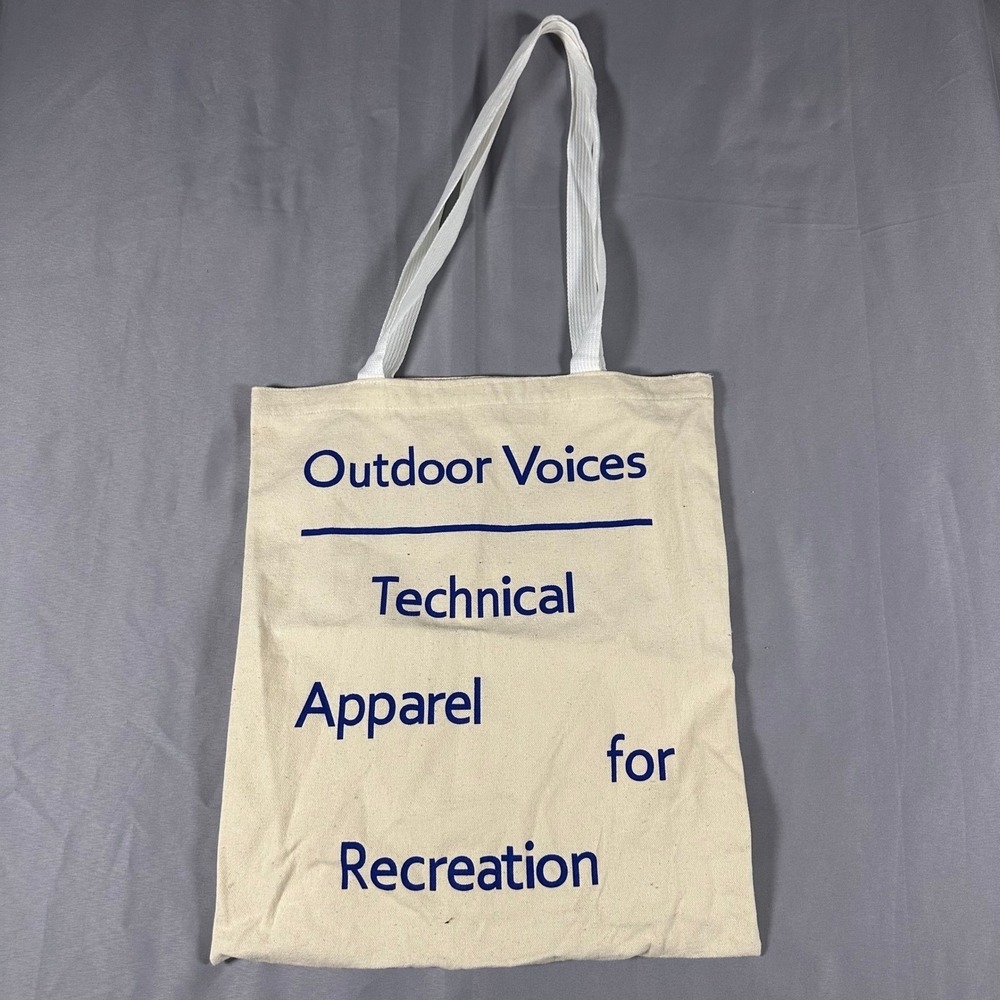 Outdoor Voices Tote Bag Technical Apparel for Recreation Canvas Cream Blue